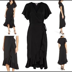 Chelsea28 black satin wrap dress size XXL